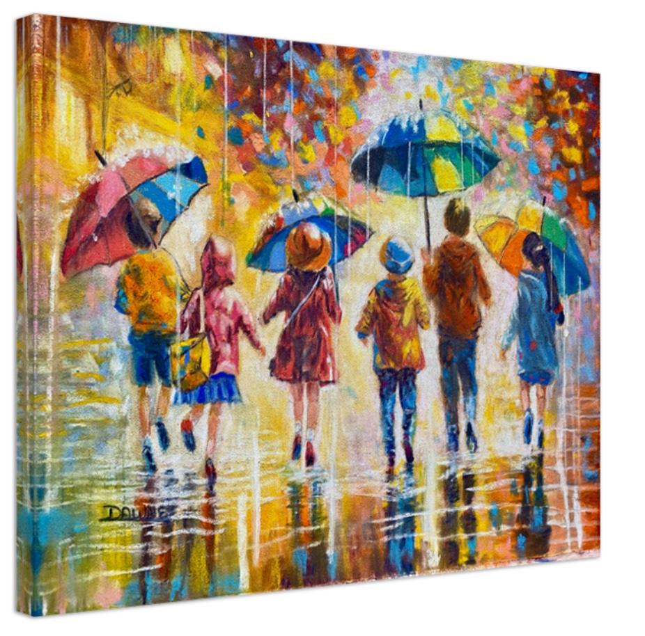 Umbrella Splash l 9 x 12 Pastel Painting Unframed
