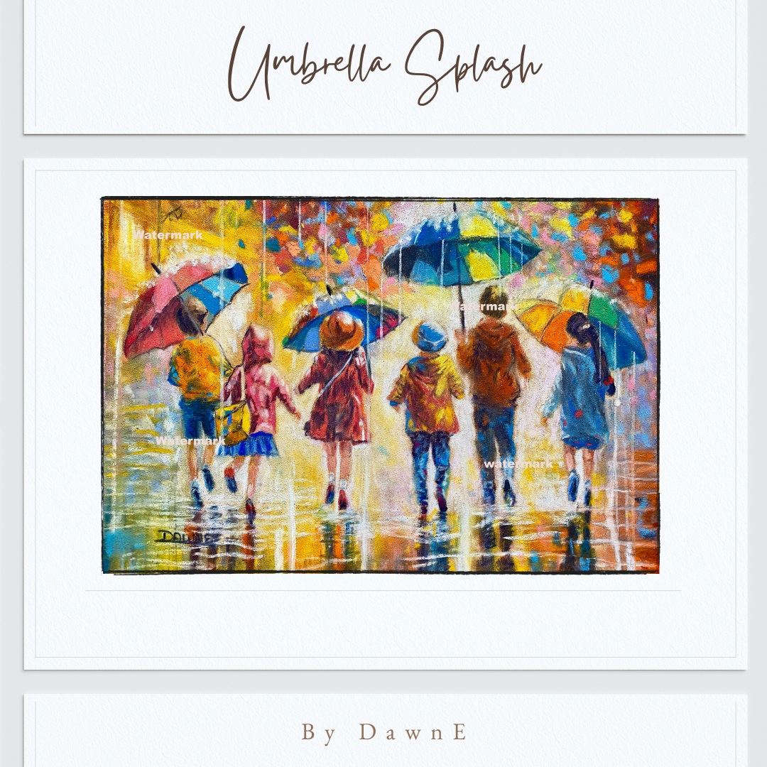 Umbrella Splash l 9 x 12 Pastel Painting Unframed
