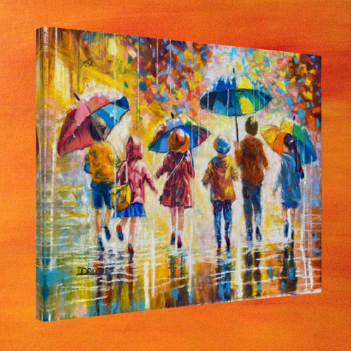 Umbrella Splash l 9 x 12 Pastel Painting Unframed