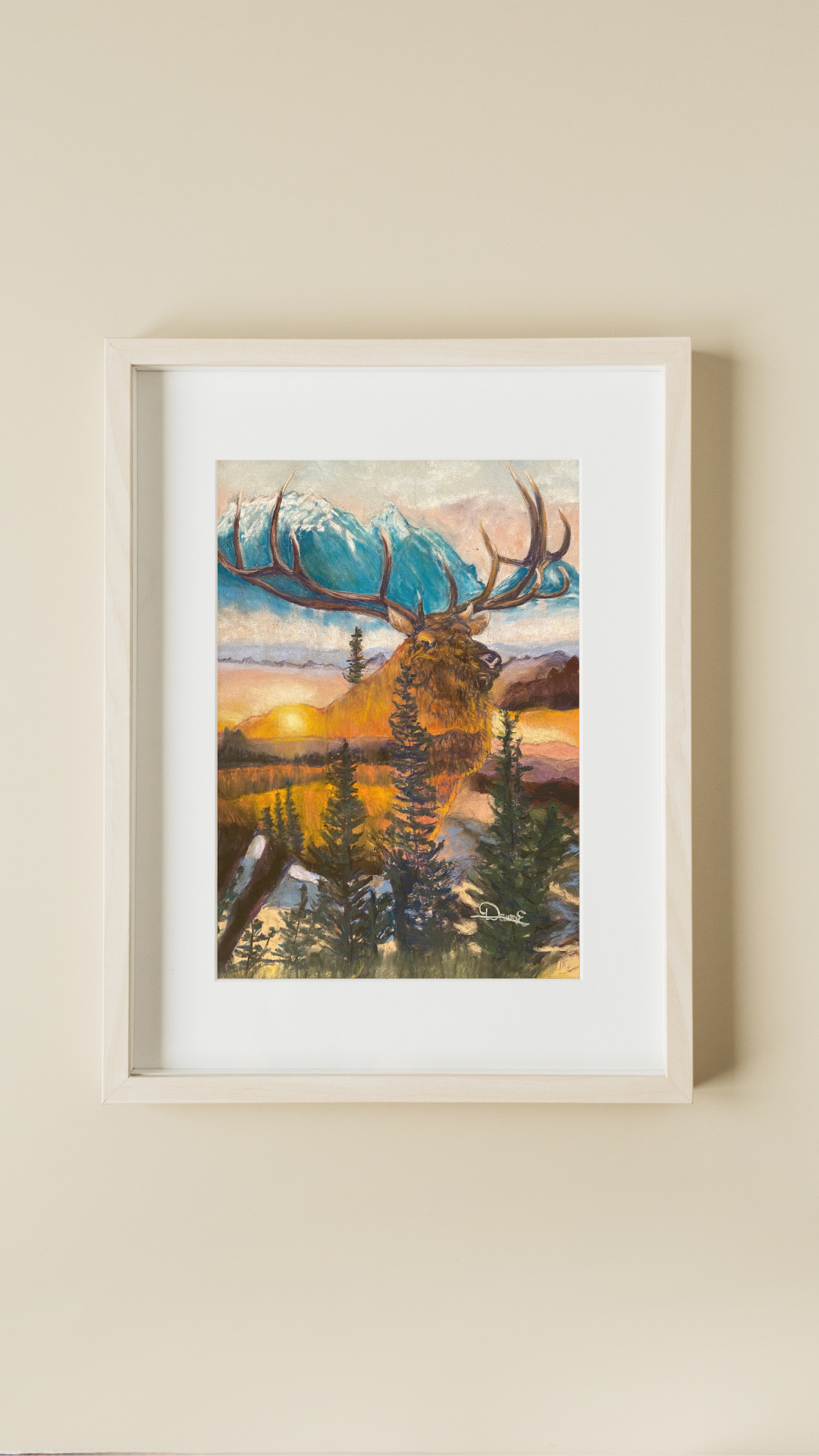 "Elk" Wildlife Series 12 x 15 Pastel Painting Unframed 