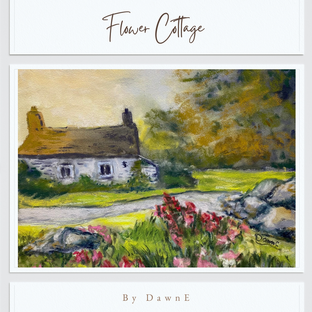 Flower Cottage 8 x8 Pastel Painting unframed
