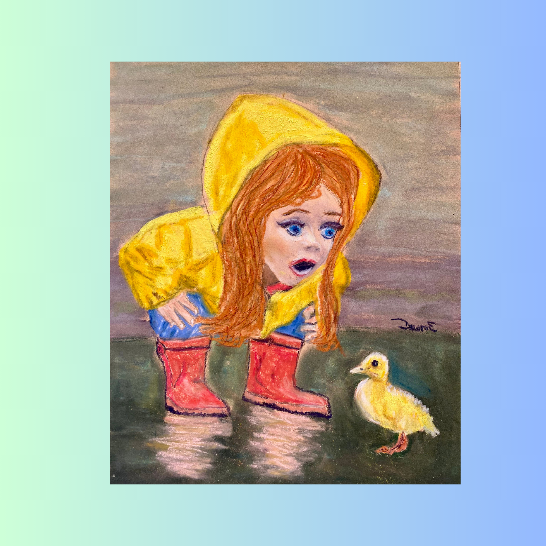 Puddle Companions 9 x 12 Pastel Painting Unframed 