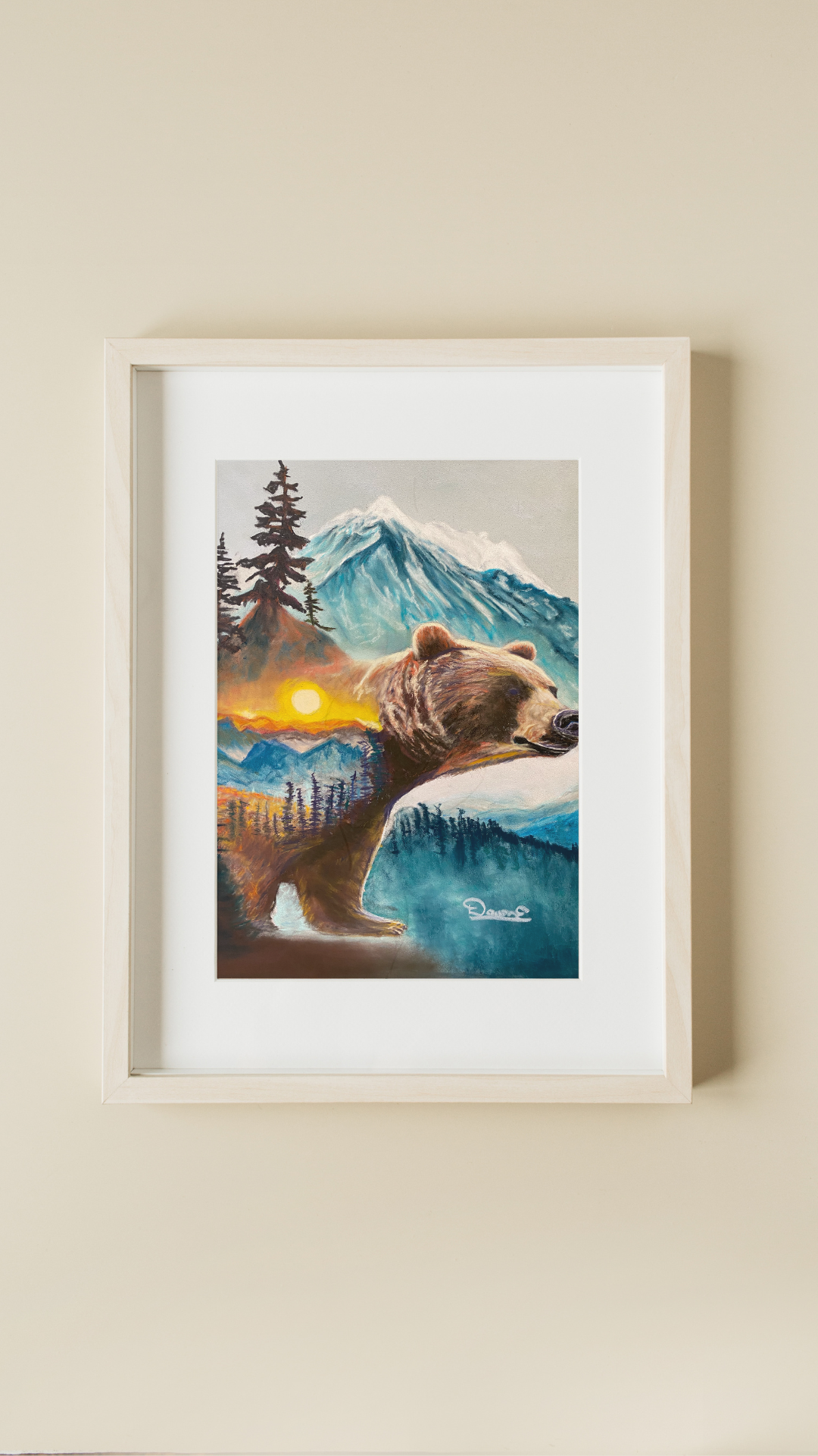 Bear 8 x 10 Pastel Photo Unframed 
