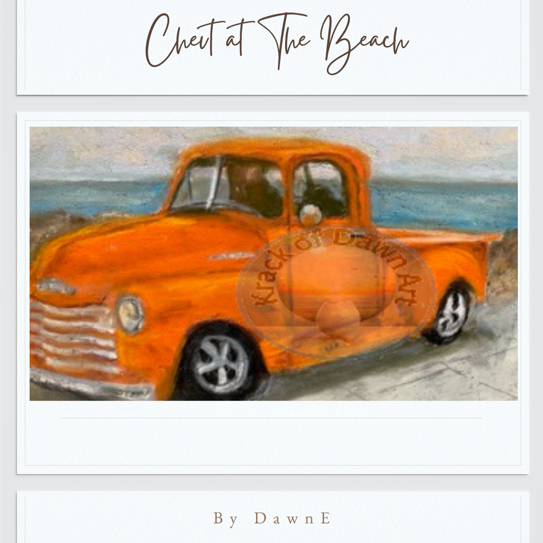 Chevy at The Beach 5 x 7 Pastel Painting unframed