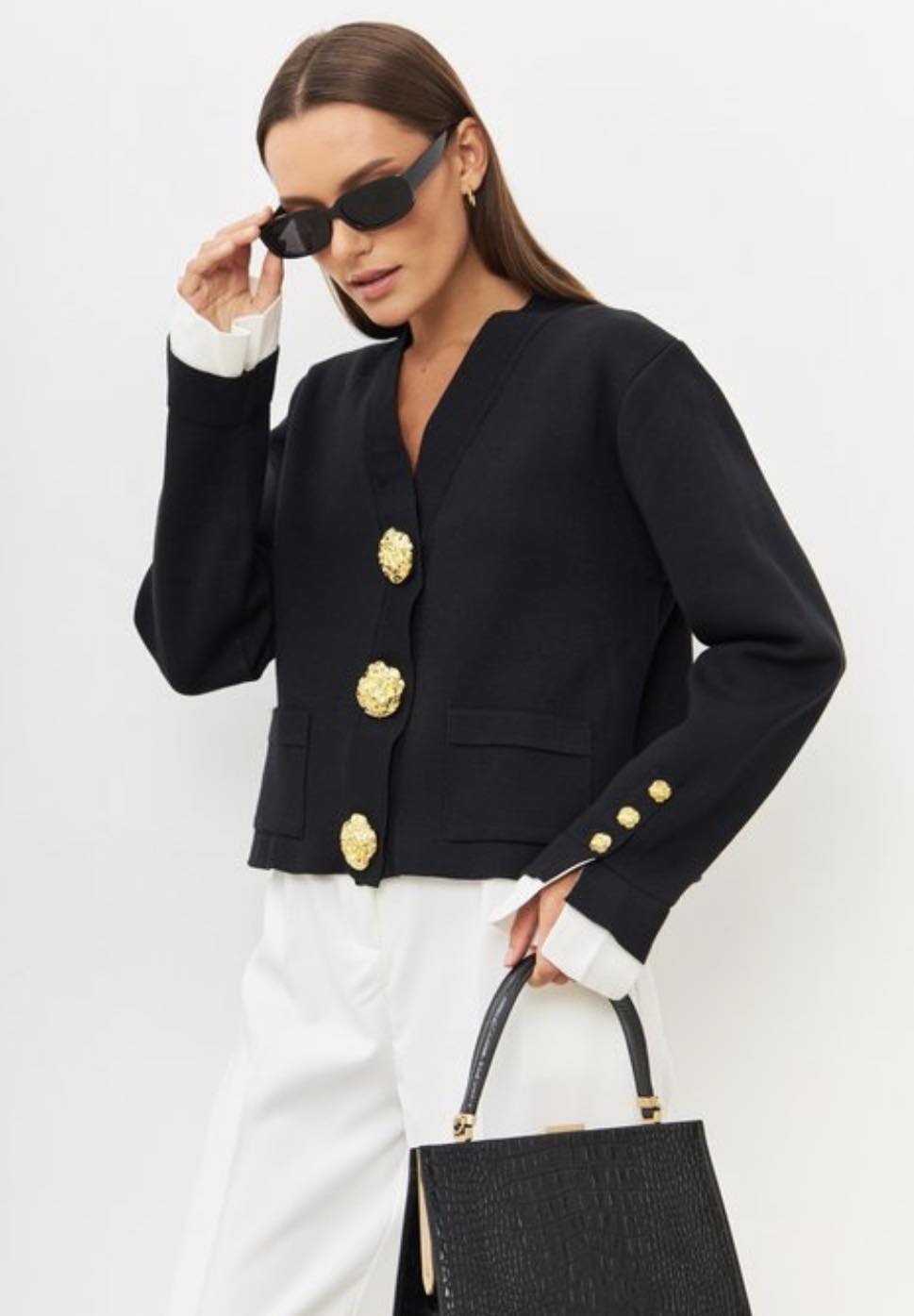 Elegantiškas juodas kardiganas