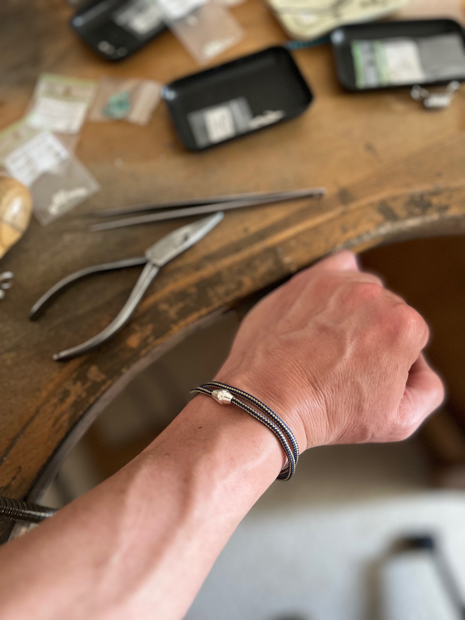 Le TRESSé²   -    Bracelet double tour en paracorde, fermoir argent 925