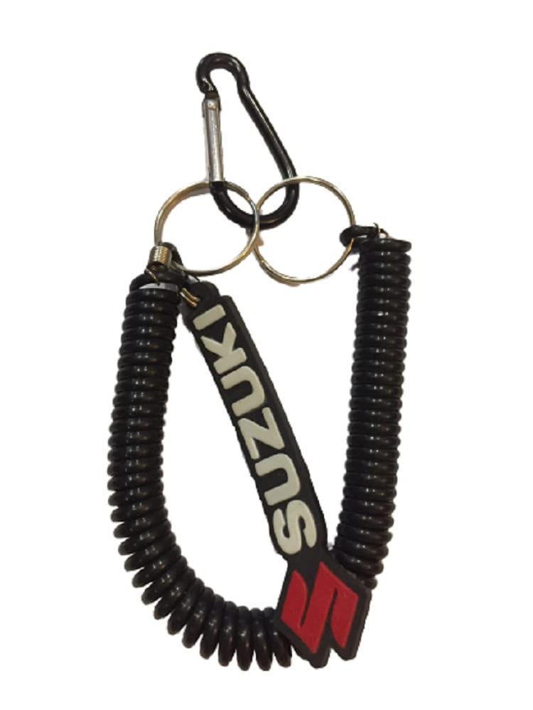 RSPD Suzuki Spring Hook Keychain (Black) Spiral Holder Keychain, Compatible for Universal Bikes