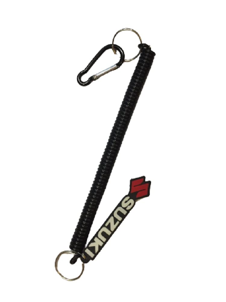 RSPD Suzuki Spring Hook Keychain (Black) Spiral Holder Keychain, Compatible for Universal Bikes