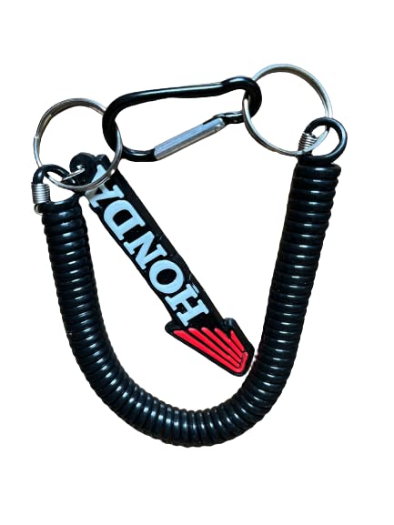 RSPD Honda Spring Hook Keychain (Black) Spiral Holder Keychain, Compatible for Universal Bikes