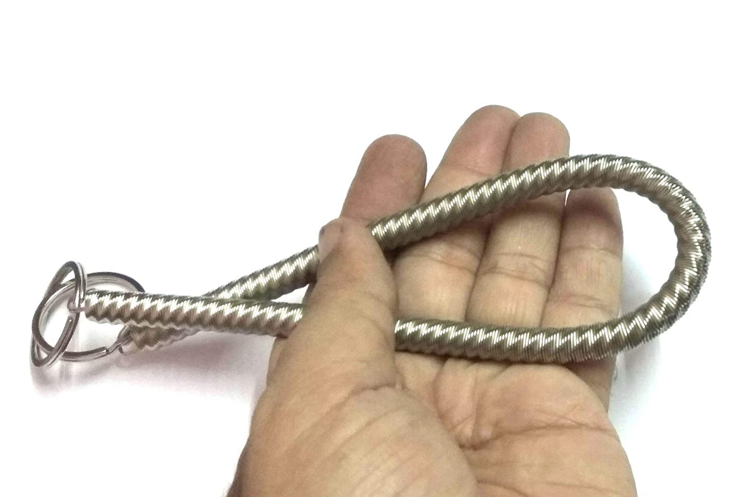 RSPD Multi Purpose Steel Spiral Keychain Stretchable and Reflective, Metal Clip Holder for Bike and Petrol Lock Key.