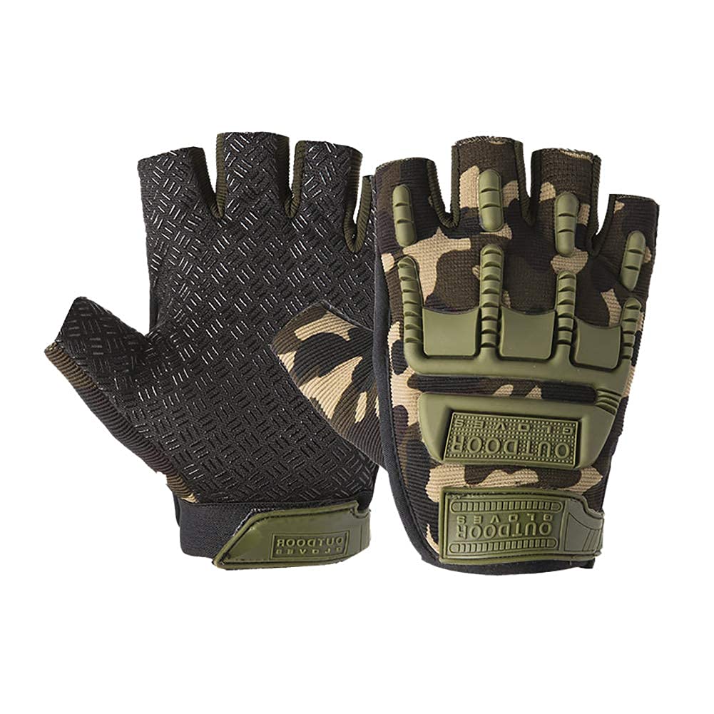RSPD Certified Imported Half Finger Gloves for Sports,Hiking,Cycling,Travelling,Camping,Outdoor,Boxing, Motorcycle Riding, Arm Shooting Gym Gloves | Army Green Colour