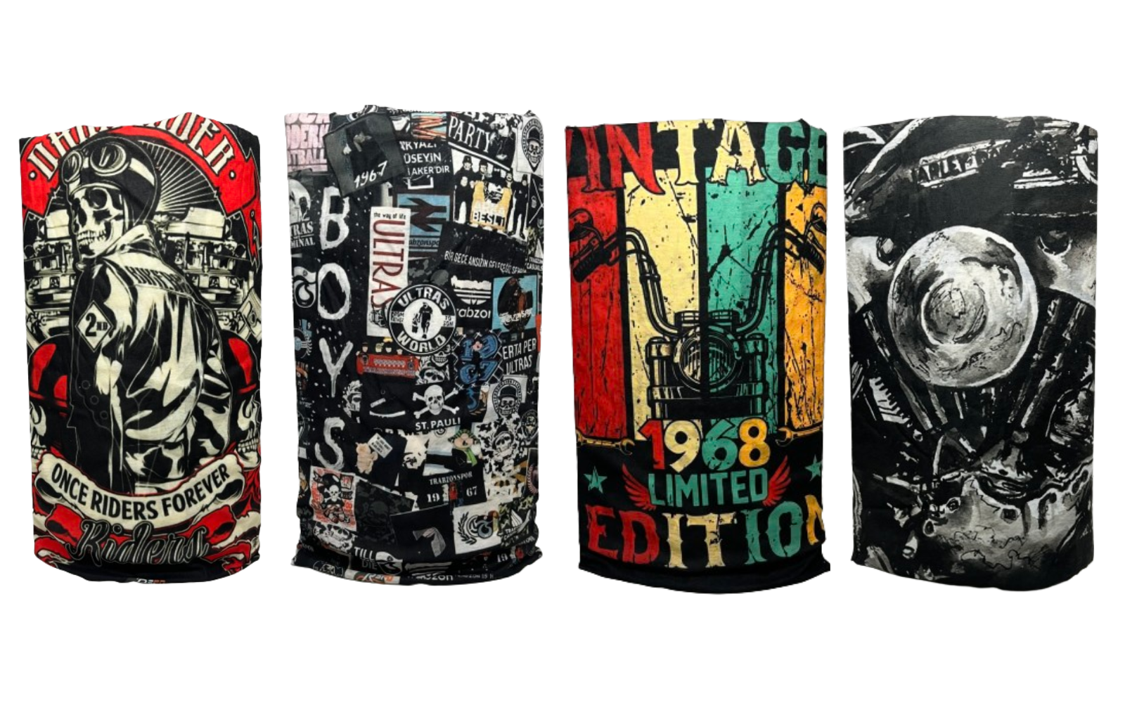 Pack Of 4 Multipurpose Headgear By RSPD | Bandana, Buff Headwear. Exclusive Designs. Set Code : 01001