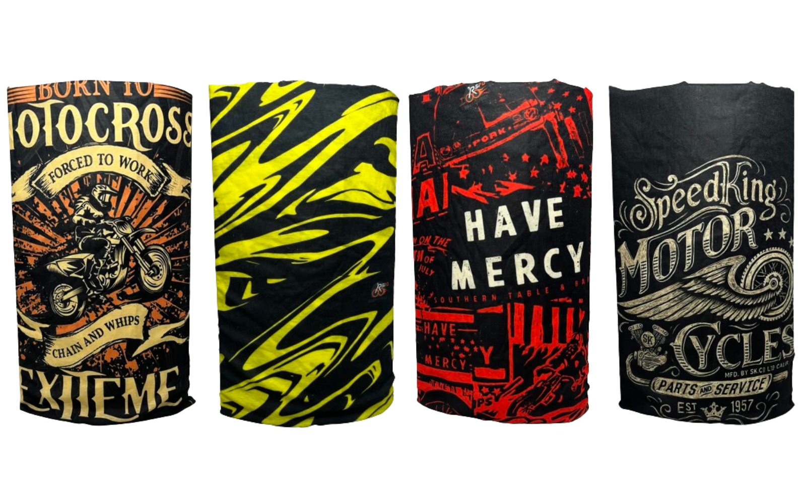 Pack of 4 Multipurpose Headgear By RSPD | Bandana, Buff Headwear. Exclusive Designs. Set Code : 01002