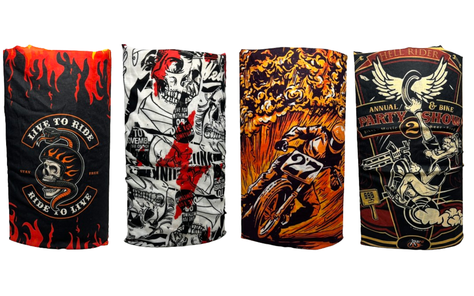 Pack of 4 Multipurpose Headgear By RSPD | Bandana, Buff Headwear. Exclusive Designs. Set Code : 01003