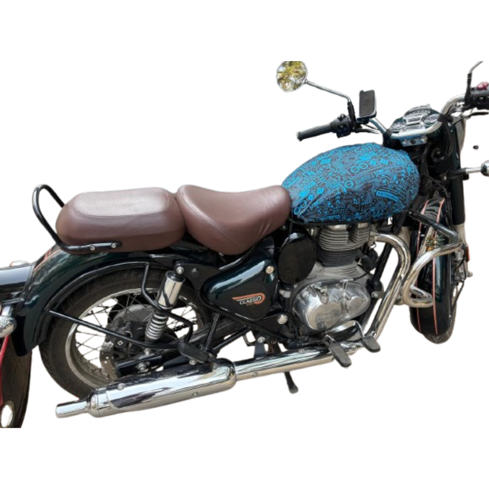 BLUE "NEO Live to Ride" Tank Cover | Stretchable & Lightweight | Protects from Sun, Dust & Scratches | Easy to Use (Not Waterproof) | Fits Classic, Thunderbird, Meteor, Standard, Electra, Hunter, Interceptor, Himalayan 411/450