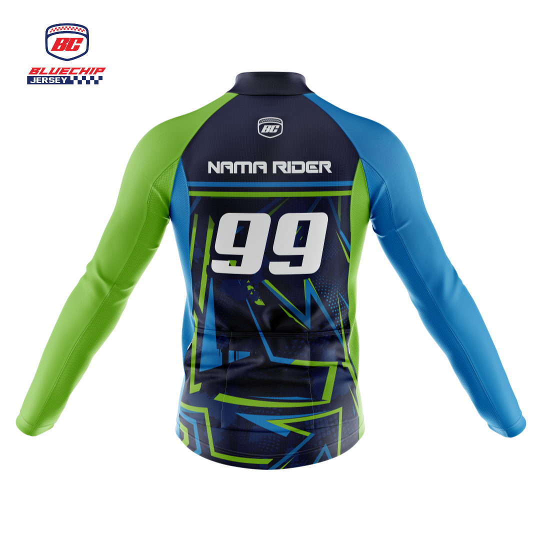 Bluechip Aero Jersey Abstrak Cross Blue Green