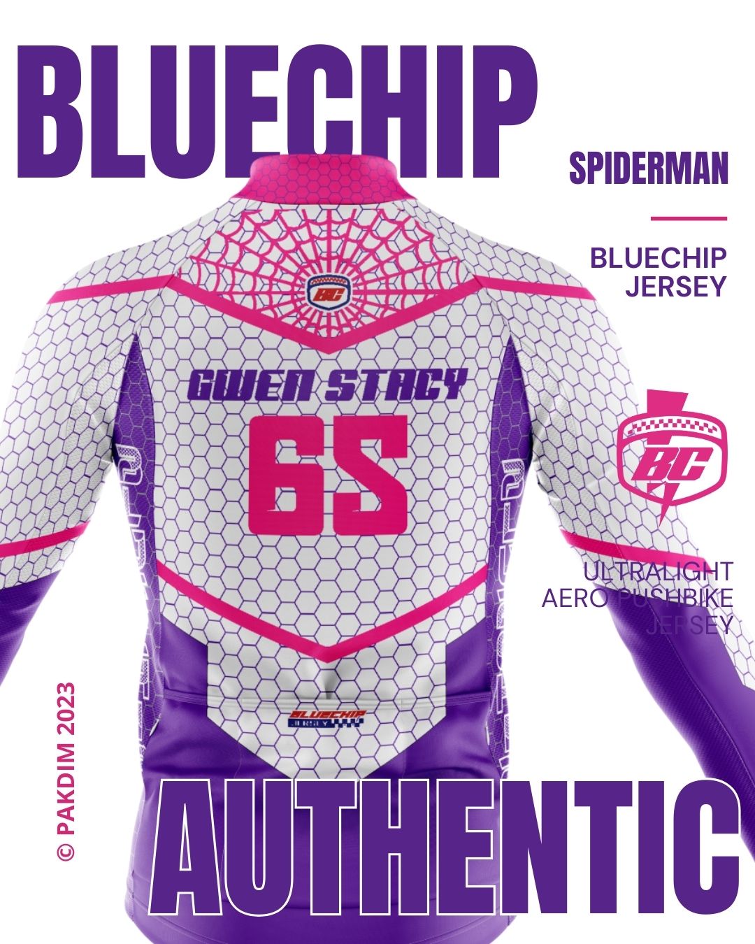 Bluechip Authentic Spiderman Aero Jersey Pushbike - Pink Purple 1.0