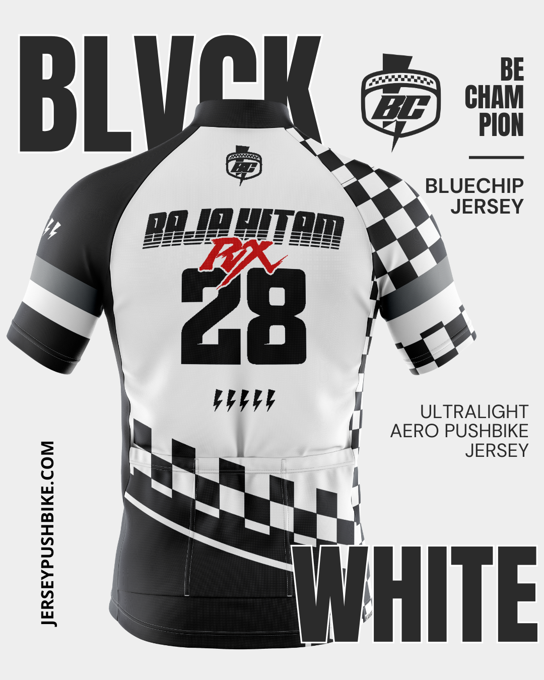Bluechip Black White Spirit Aero Jersey