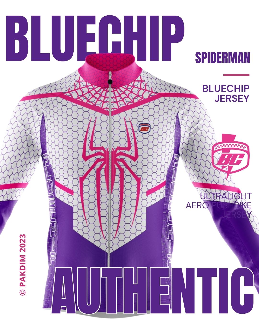 Bluechip Authentic Spiderman Aero Jersey Pushbike - Pink Purple 1.0