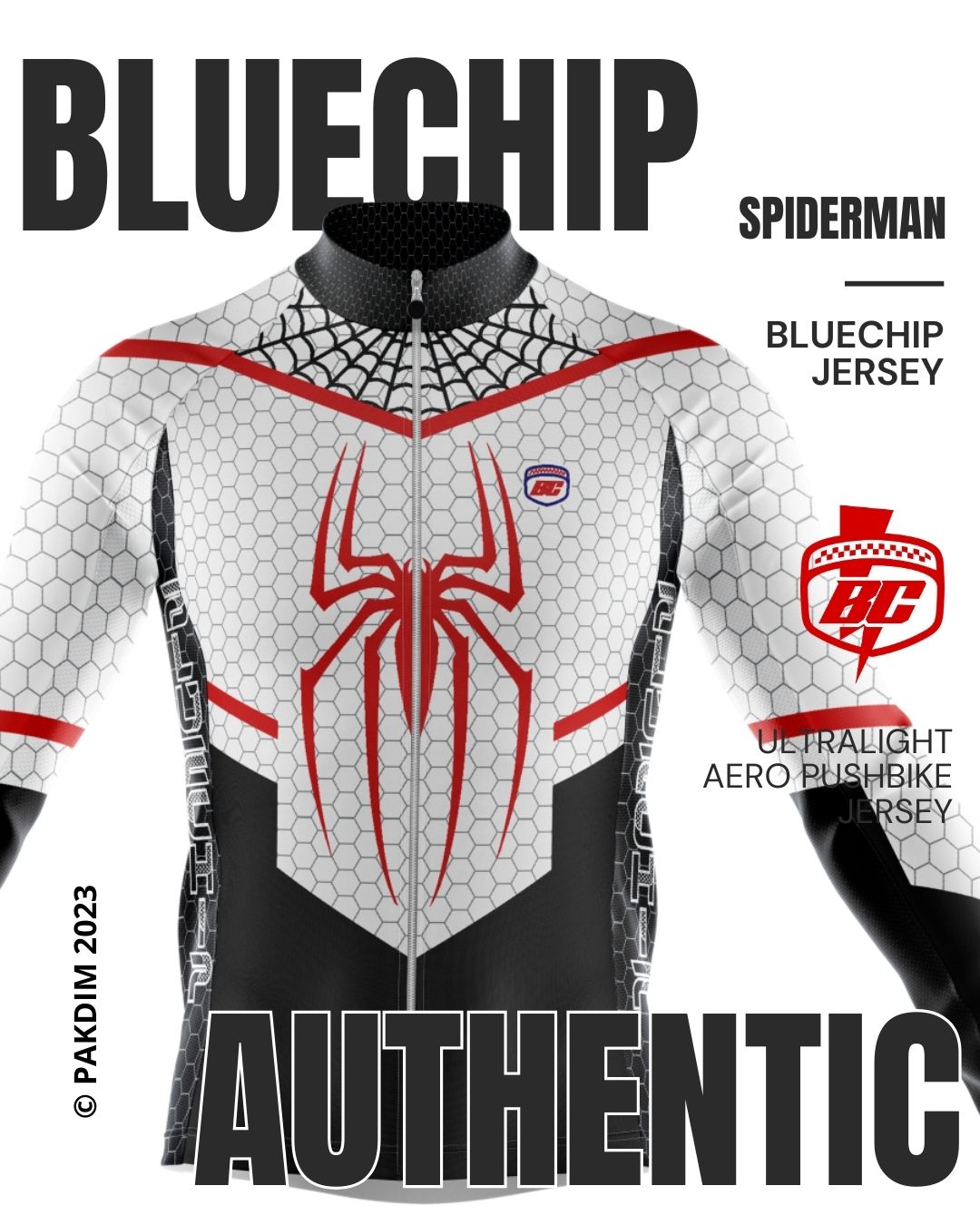 Bluechip Authentic Spiderman Aero Jersey Pushbike - White 1.0
