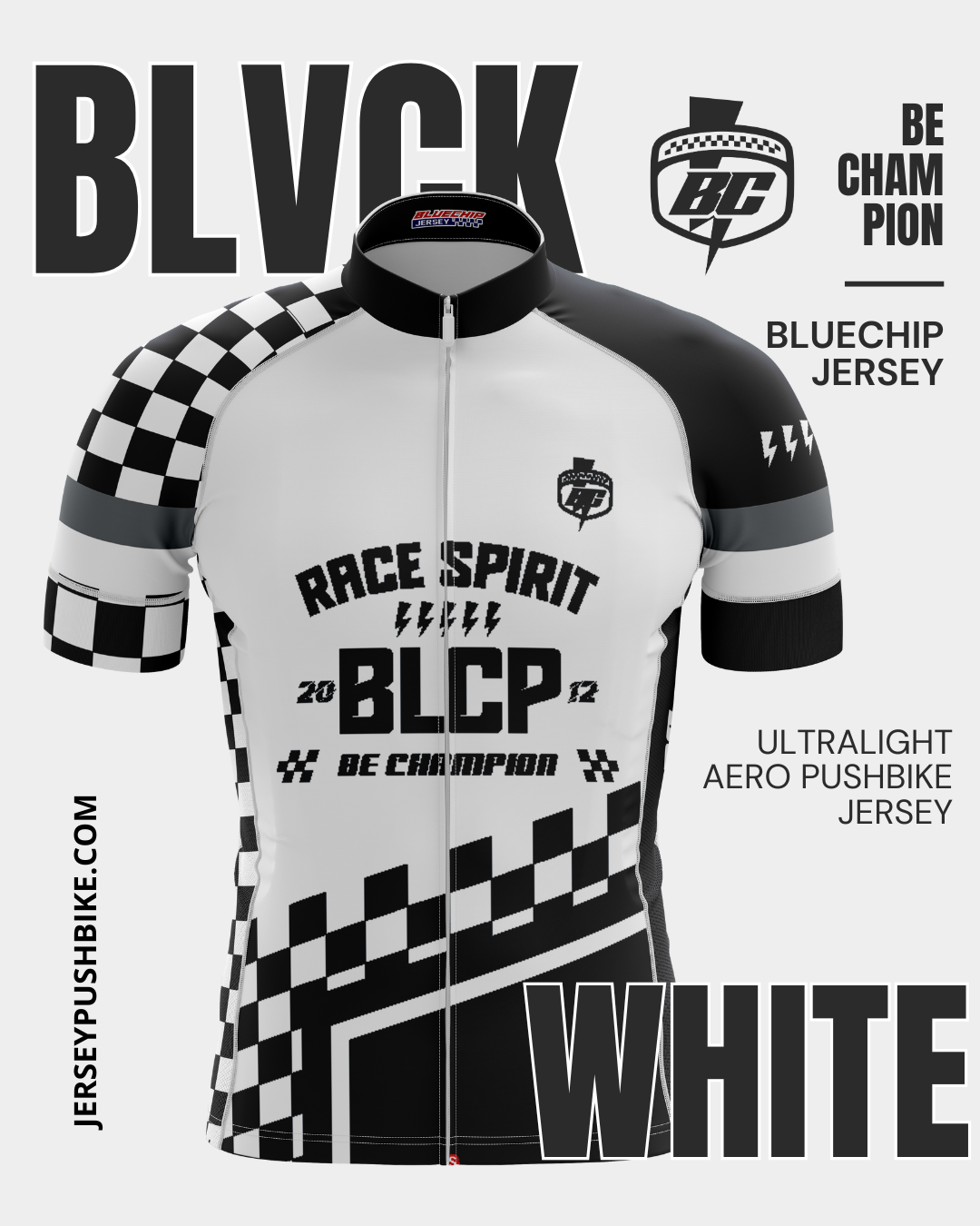Bluechip Black White Spirit Aero Jersey