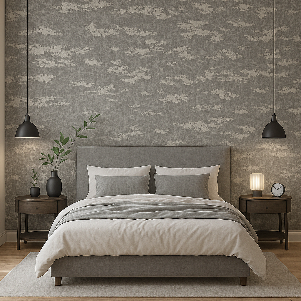 PAPEL DE PAREDE PVC VINÍLICO 5MX0,53M (2,65M²) CAMUFLAGEM BEGE LUAZA