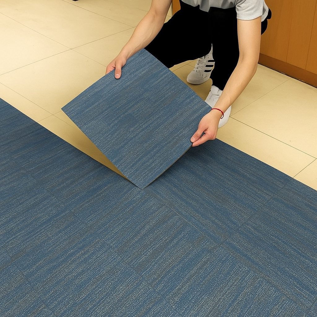 CARPETE MODULAR COLADO SOFIA BLUE 45.72CMX45.72CM LUAZA