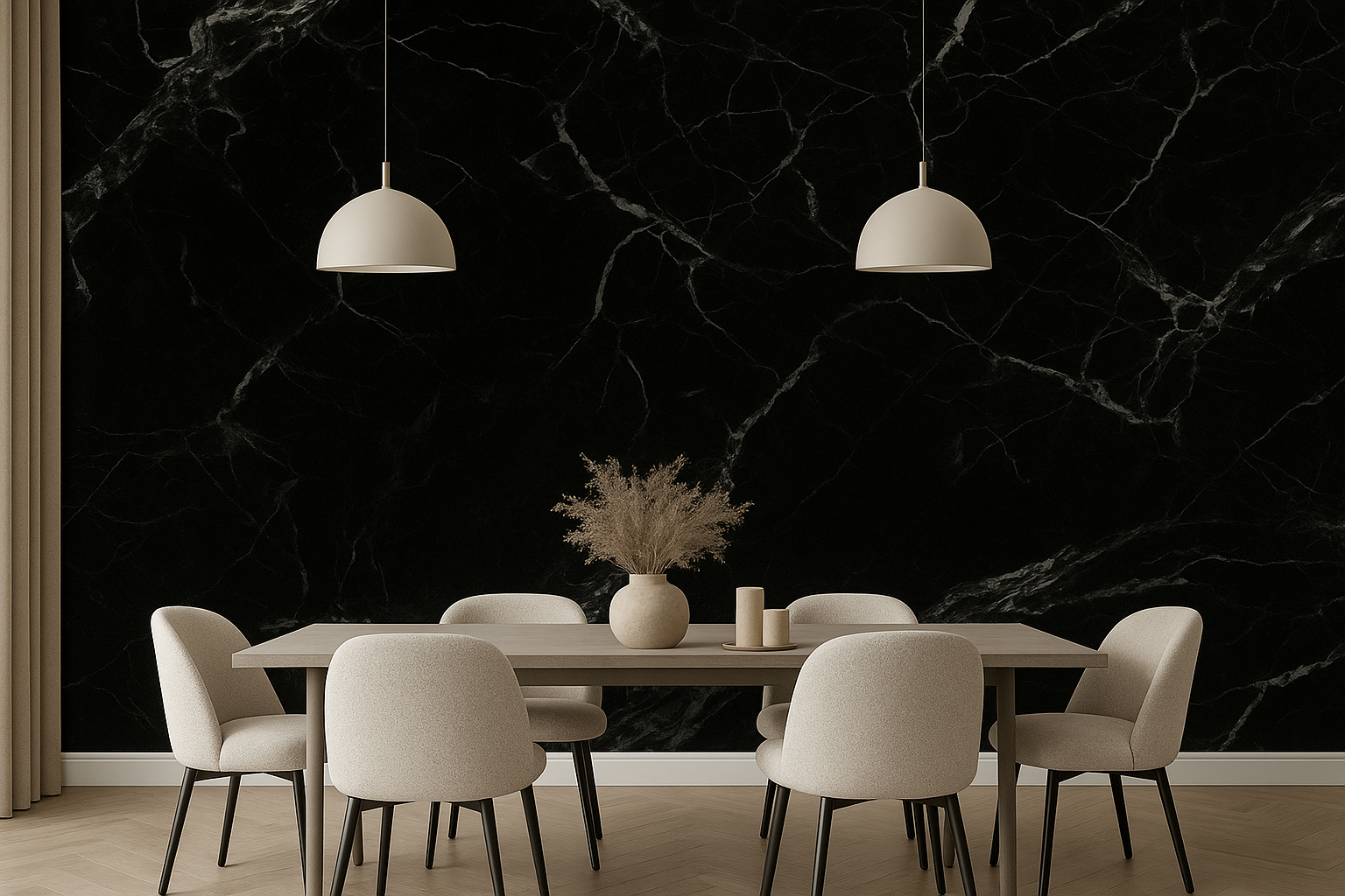 PAINEL ADESIVO DE PAREDE 3D UV MÁRMORE 3Mx60CM PRETO LUAZA