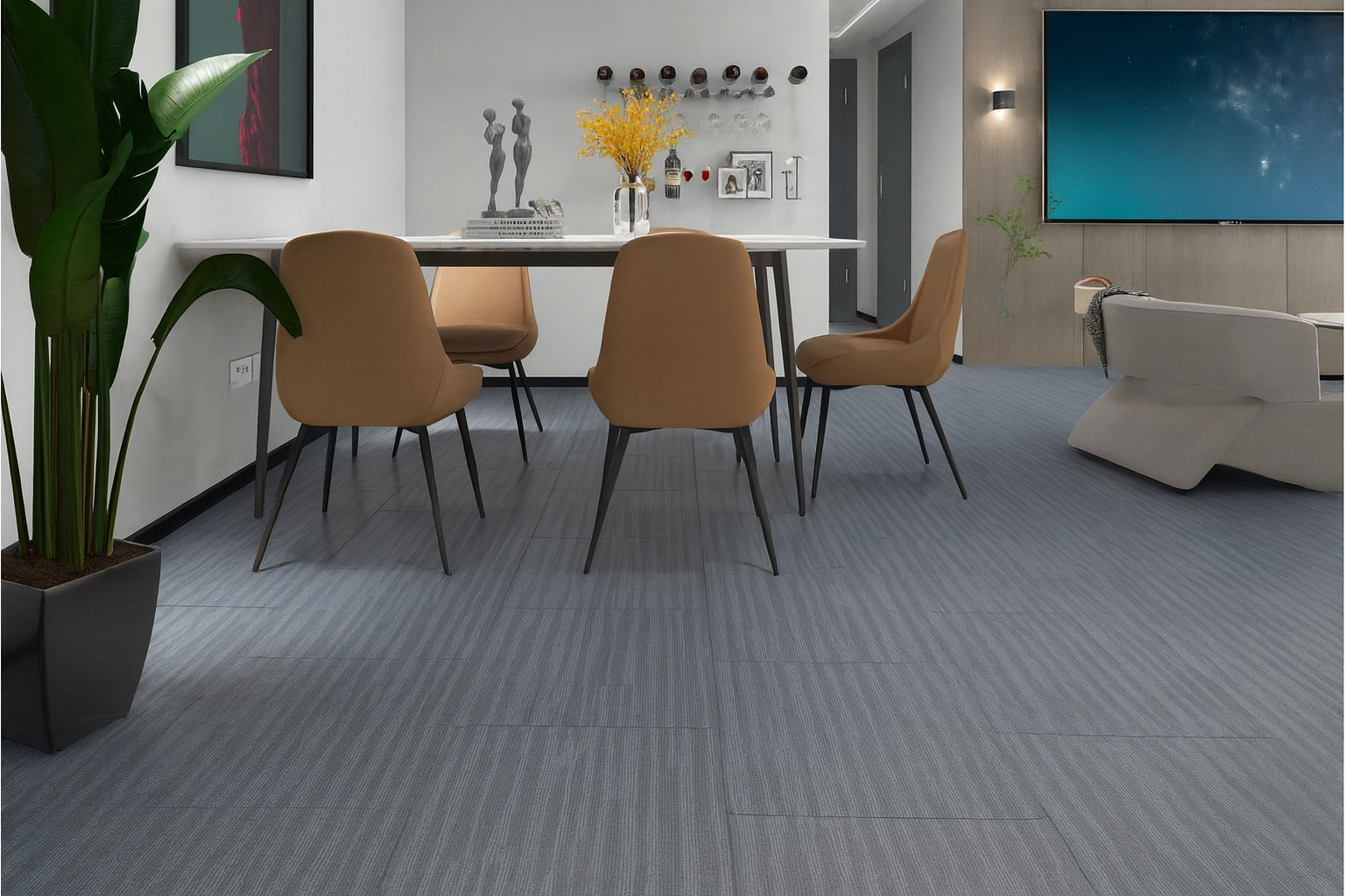 CARPETE MODULAR COLADO 45.72CMX45.72CM AZULADO LUAZA