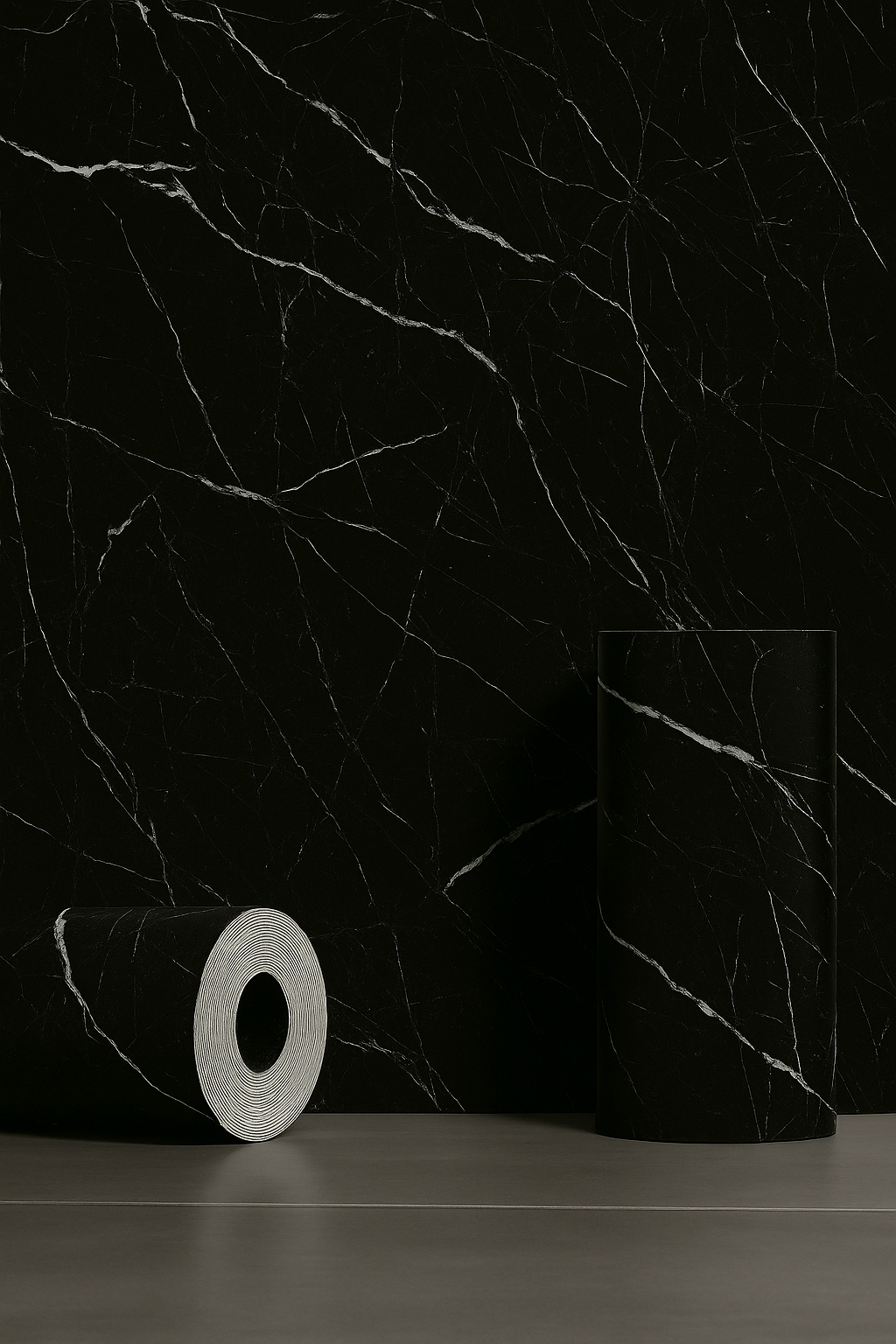 PAINEL ADESIVO DE PAREDE 3D UV MÁRMORE 3Mx60CM PRETO LUAZA