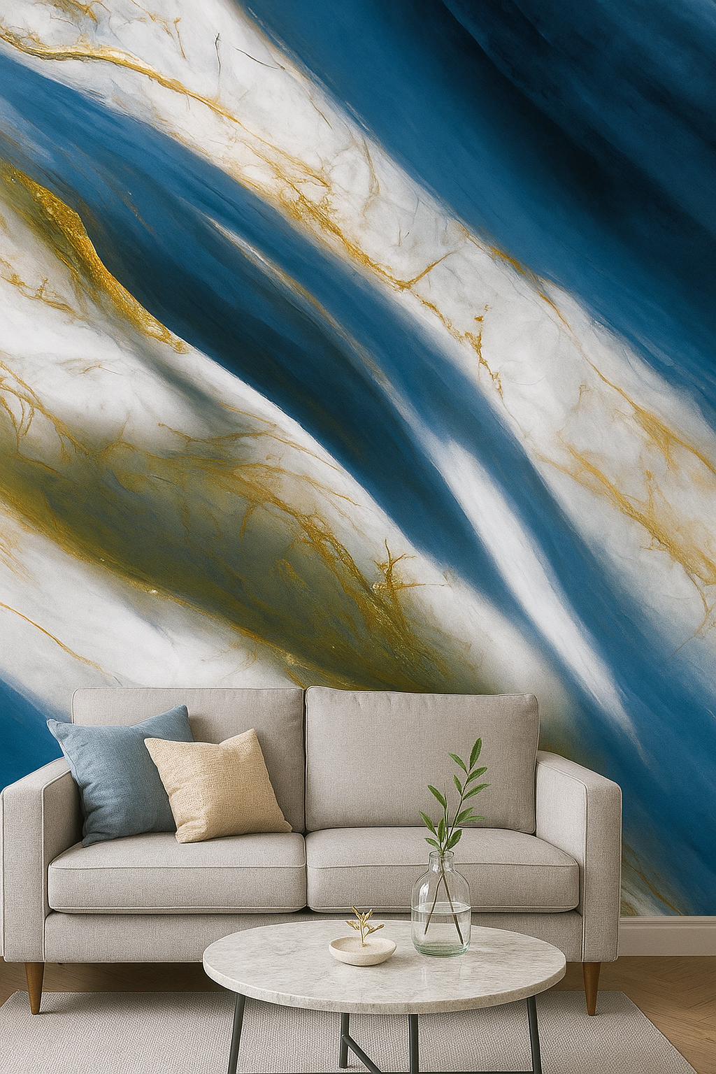 PAINEL ADESIVO DE PAREDE 3D UV PEDRA AZUL 3Mx60CM LUAZA