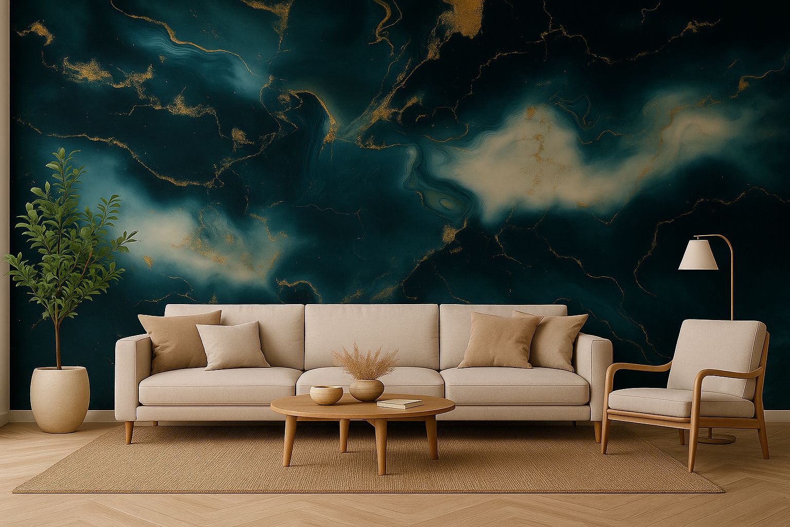 PLACA ADESIVO DE PAREDE 3D UV MÁRMORE 3MX60CM AZUL ABSTRATO LUAZA