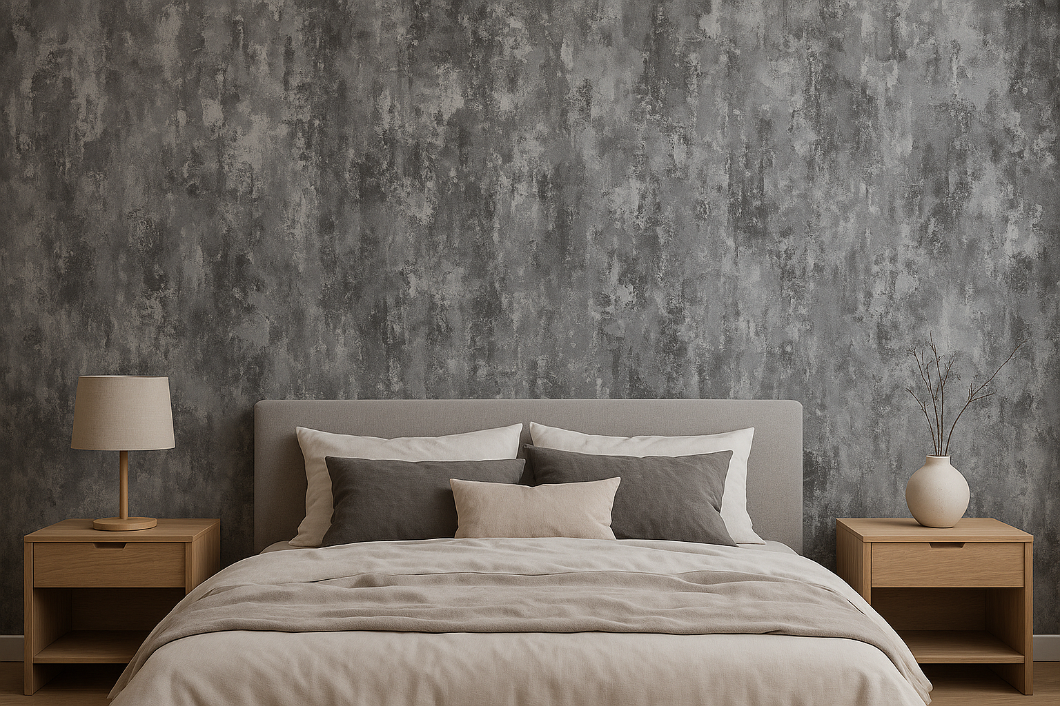 PAPEL DE PAREDE PVC VINÍLICO 5MX0,53M (2,65M²) CINZA ABSTRATO LUAZA