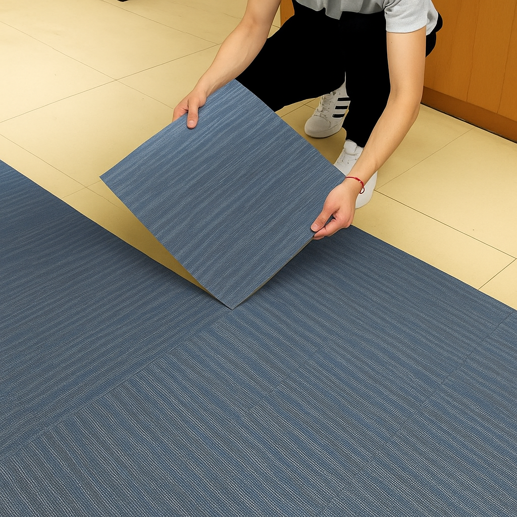 CARPETE MODULAR COLADO 45.72CMX45.72CM AZULADO LUAZA