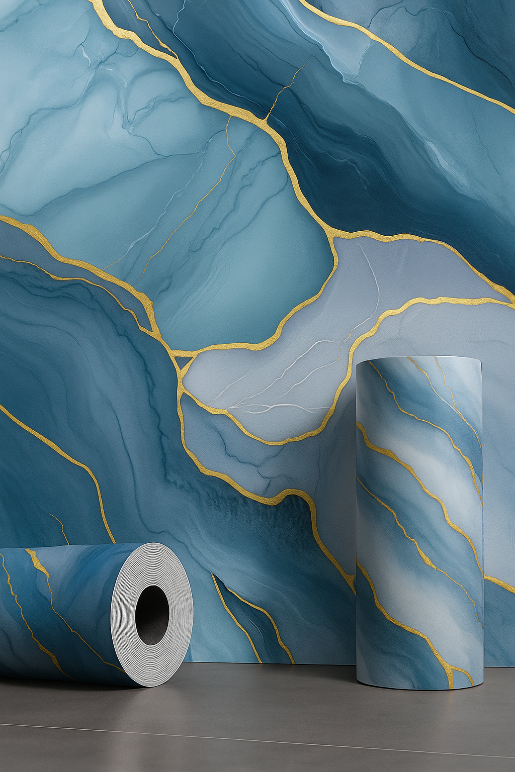 PAINEL ADESIVO DE PAREDE 3D UV PEDRA AZUL MARÍTIMO 3Mx60CM LUAZA