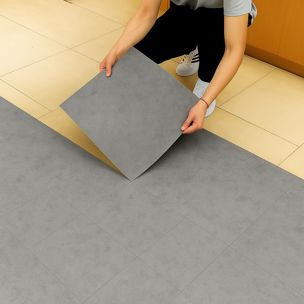 PISO VINÍLICO LVT AUTOCOLANTE 45.72CMX45.72CM CONCRETO QUEIMADO LUAZA