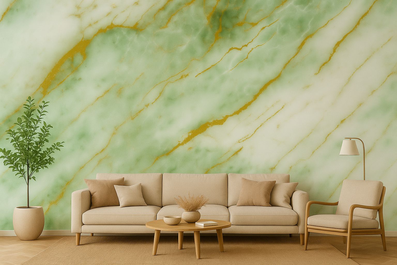 PLACA ADESIVO DE PAREDE 3D UV MÁRMORE 3MX60CM VERDE C/ DOURADO LUAZA