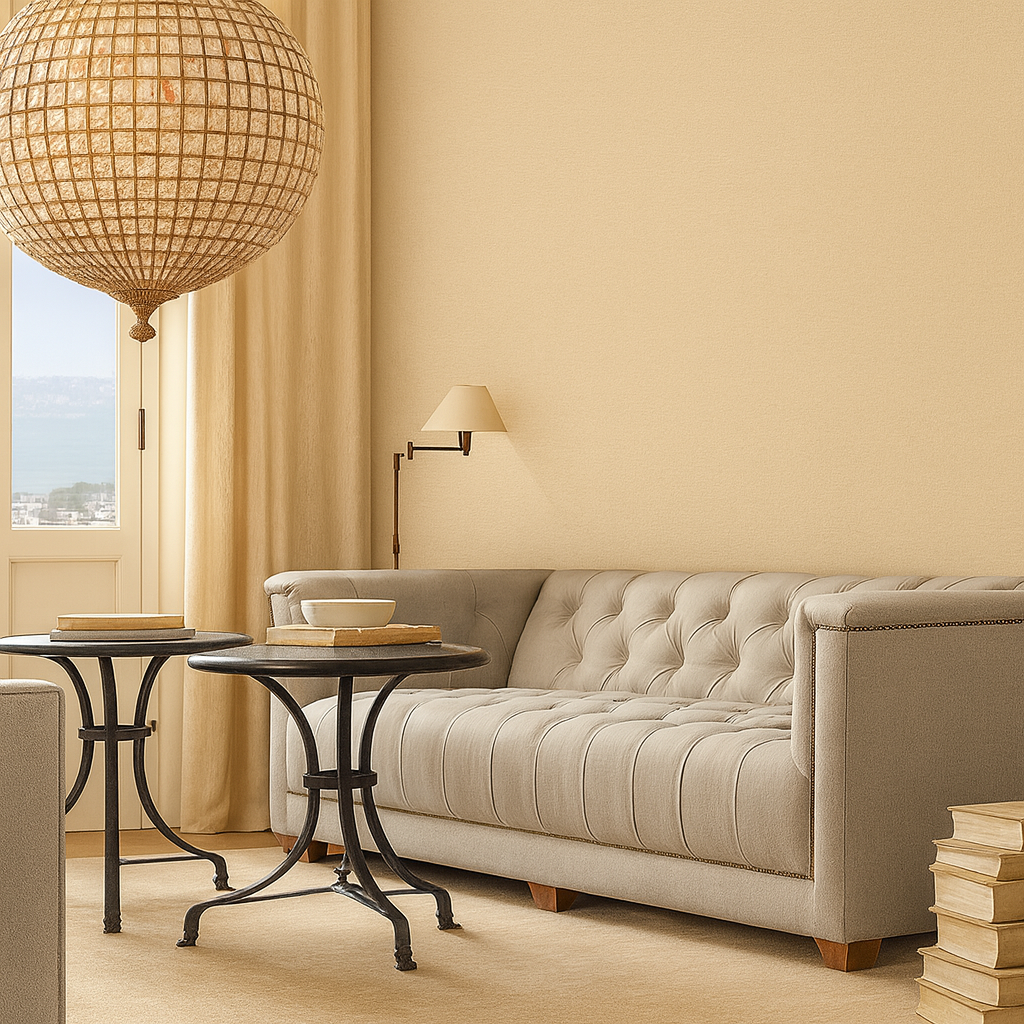 PAPEL DE PAREDE PVC VINÍLICO 5MX0,53M (2,65M²) BEGE SUAVE LUAZA