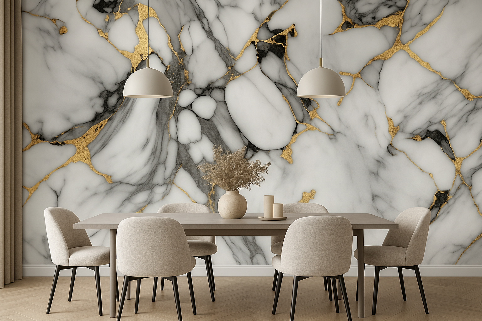 PAINEL ADESIVO DE PAREDE 3D UV MÁRMORE 3Mx60CM CARRARA GOLD LUAZA
