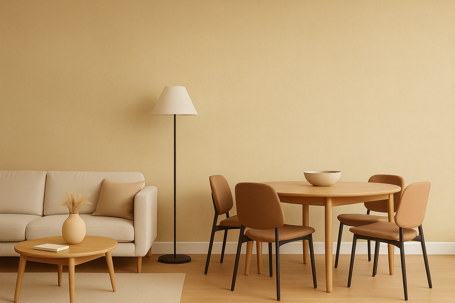 PAPEL DE PAREDE PVC VINÍLICO 5MX0,53M (2,65M²) BEGE SUAVE LUAZA