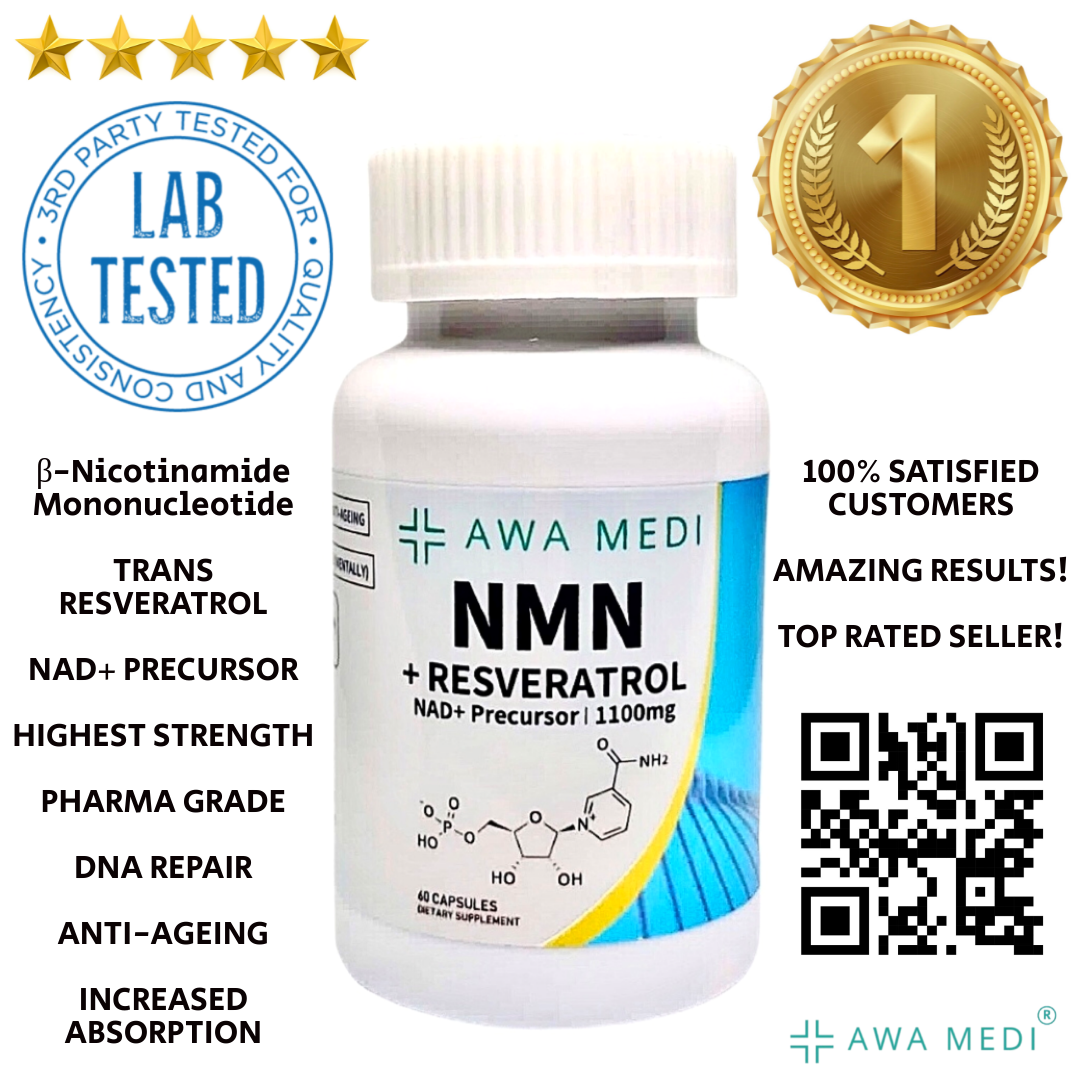NMN & TRANS RESVERATROL NAD+ SUPPLEMENT LAB TESTED 1100MG 60 CAPSULES