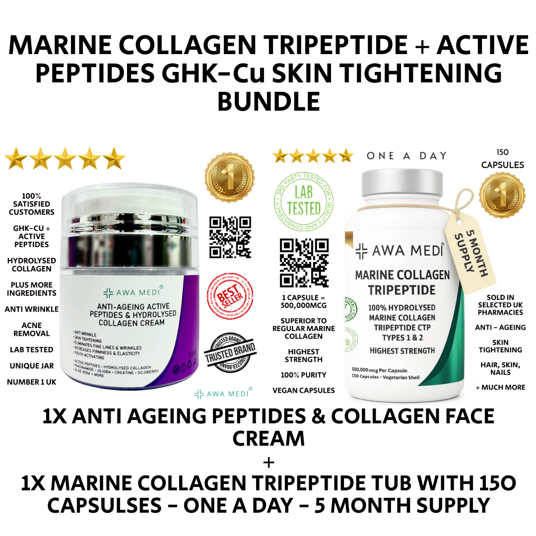 MARINE COLLAGEN CREAM GHK-Cu PEPTIDE ANTI-AGEING ANTI-WRINKLE FACE CREAM BUNDLE