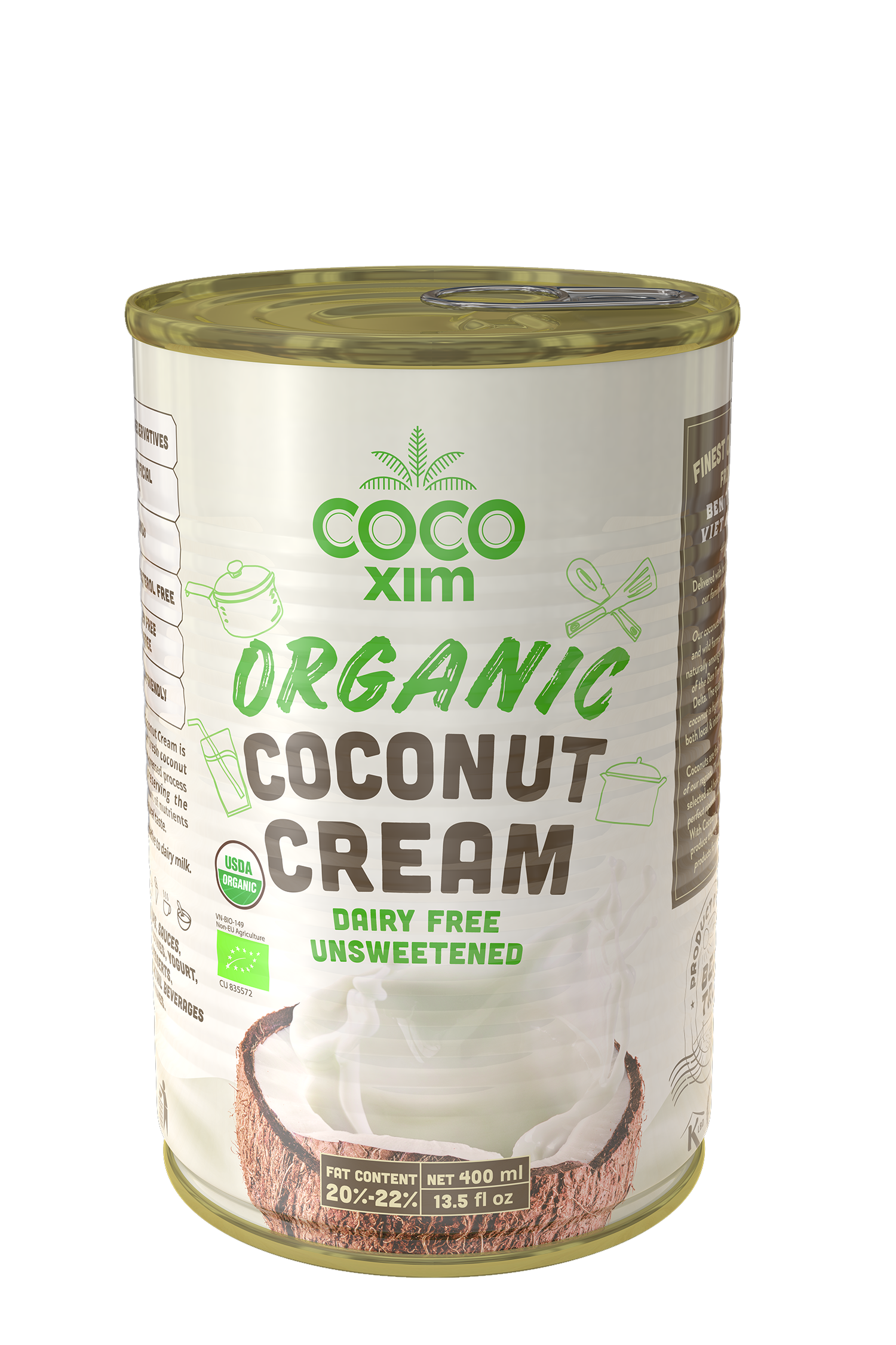 Ekologiškas kokosų kremas 400 ml, 20 - 22%