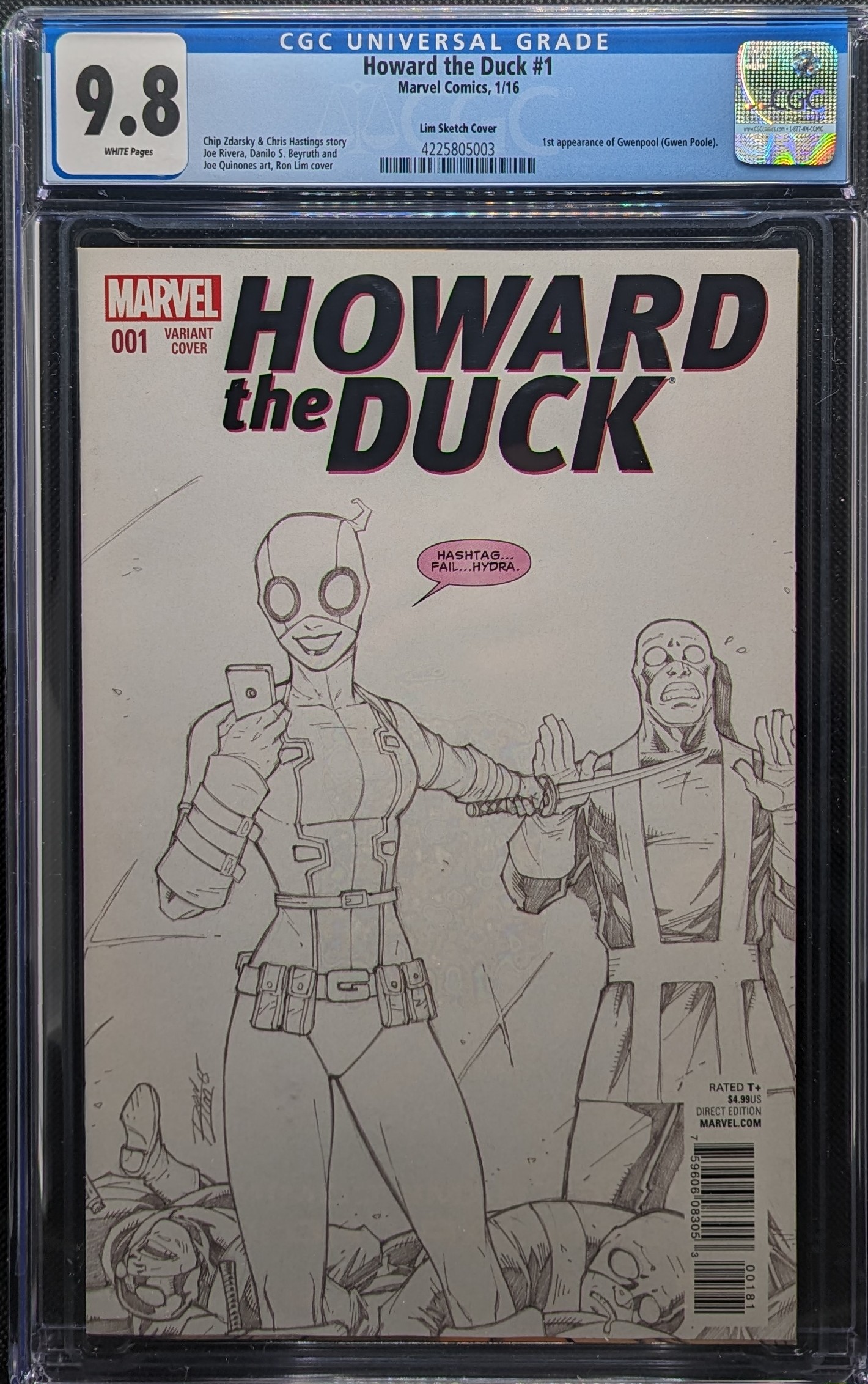 Howard the Duck Vol. 5 #1 CGC 9.8 2nd print Ron Lim Sketch Variant 