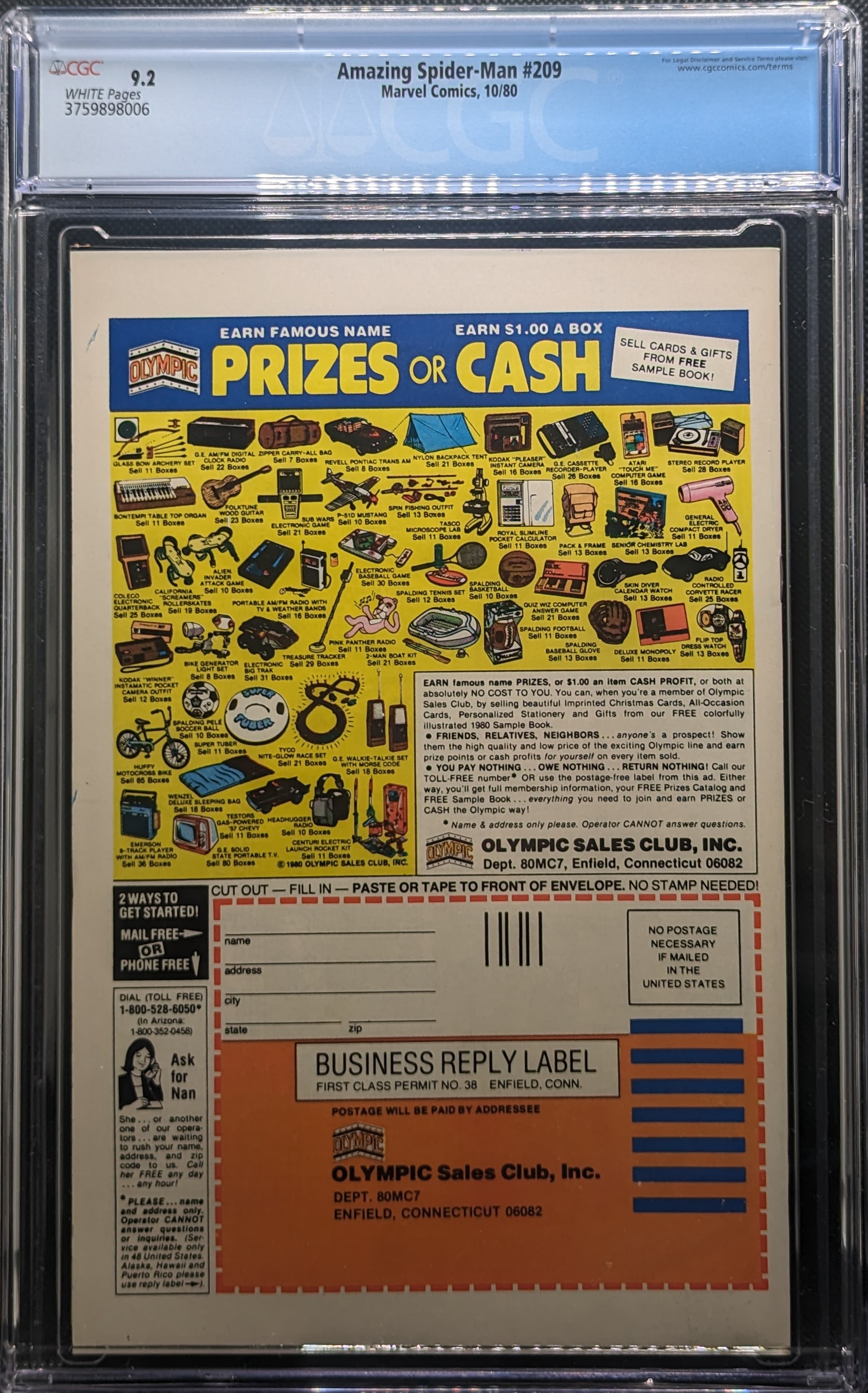 Amazing Spider-Man #209 Newsstand CGC 9.2