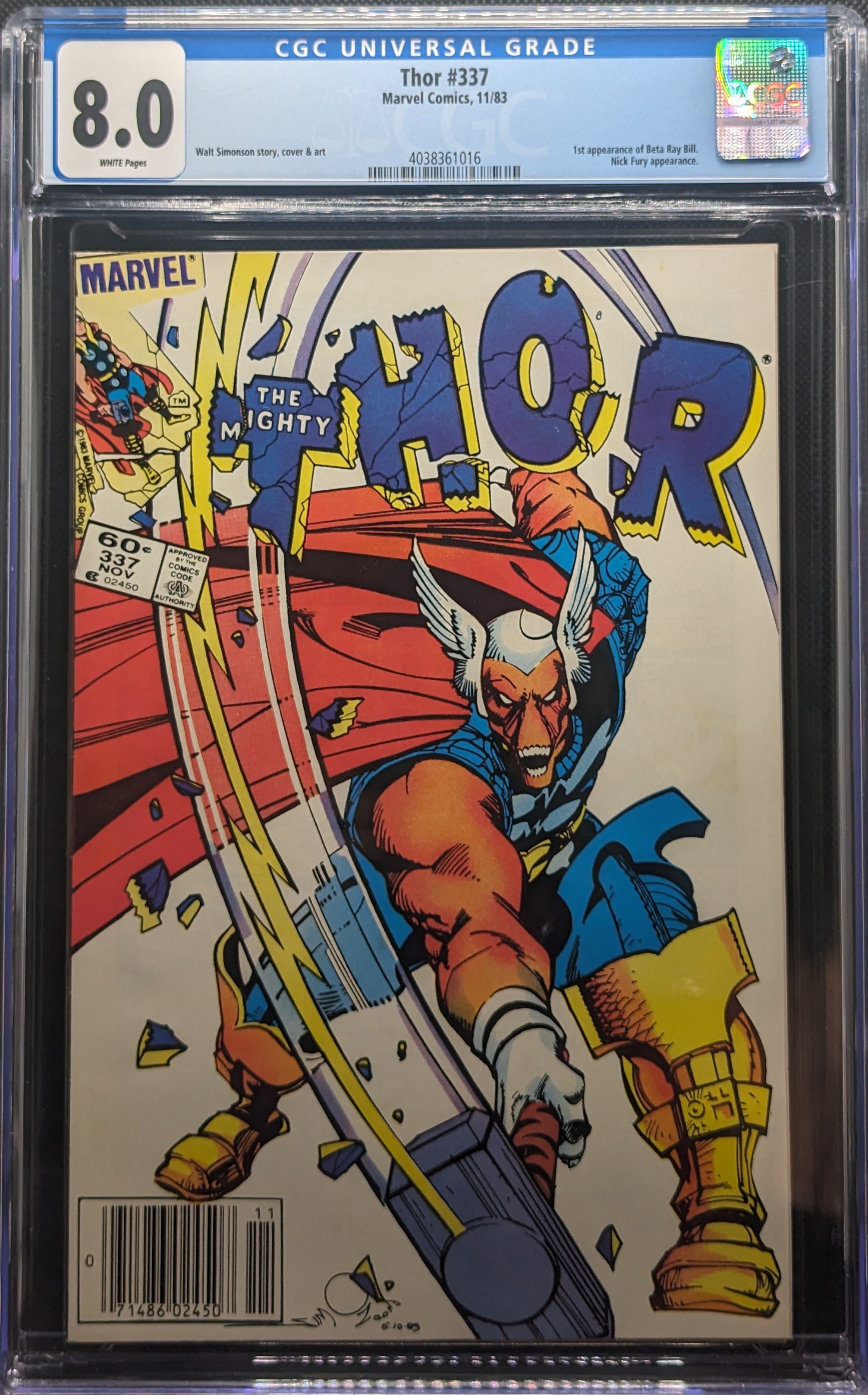 Thor #337 1st Beta Ray Bill  Newsstand Edition !!