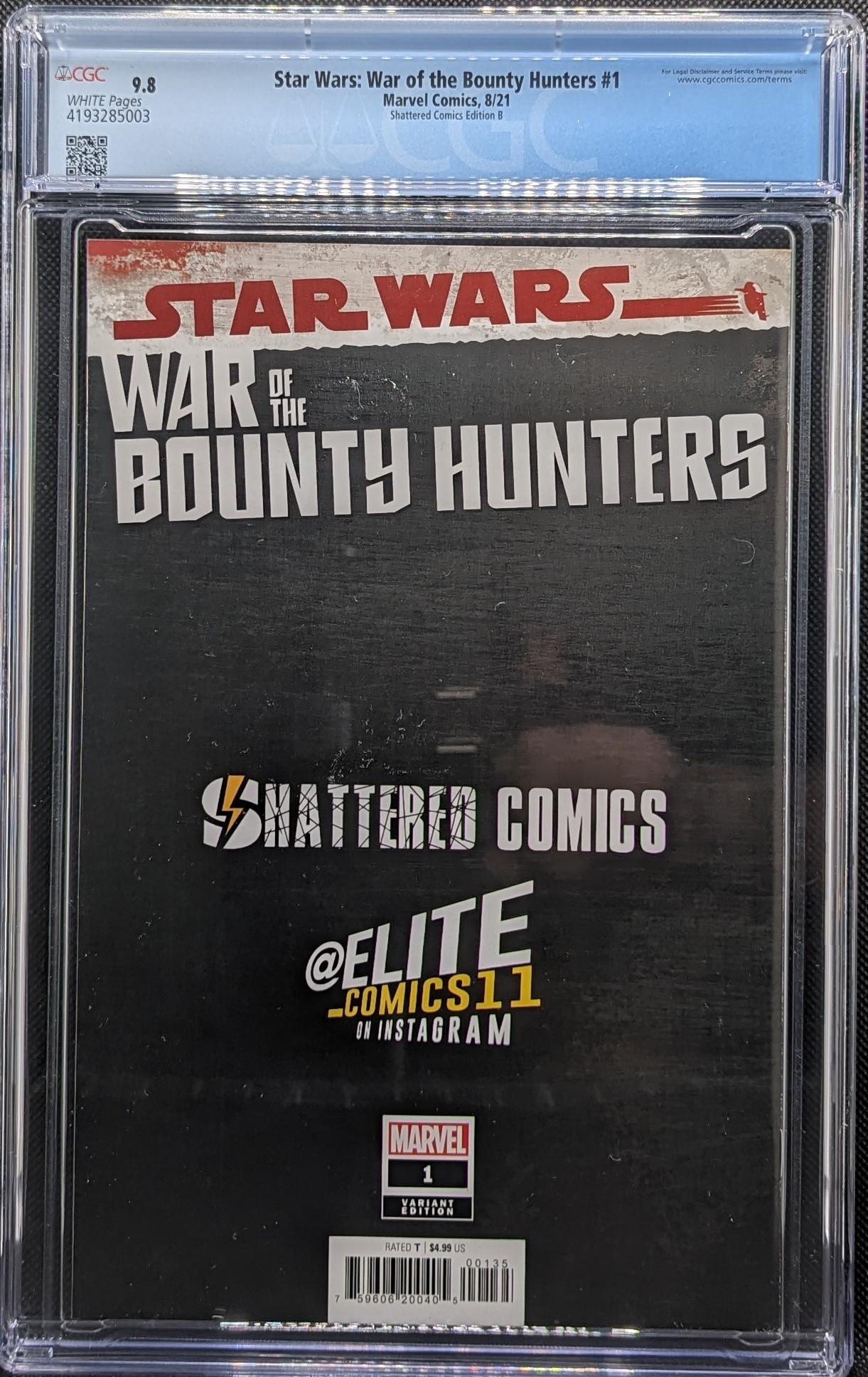 Star Wars: War of the Bounty Hunters #1 Gray Shattered Variant (RARE!!) - CGC 9.8