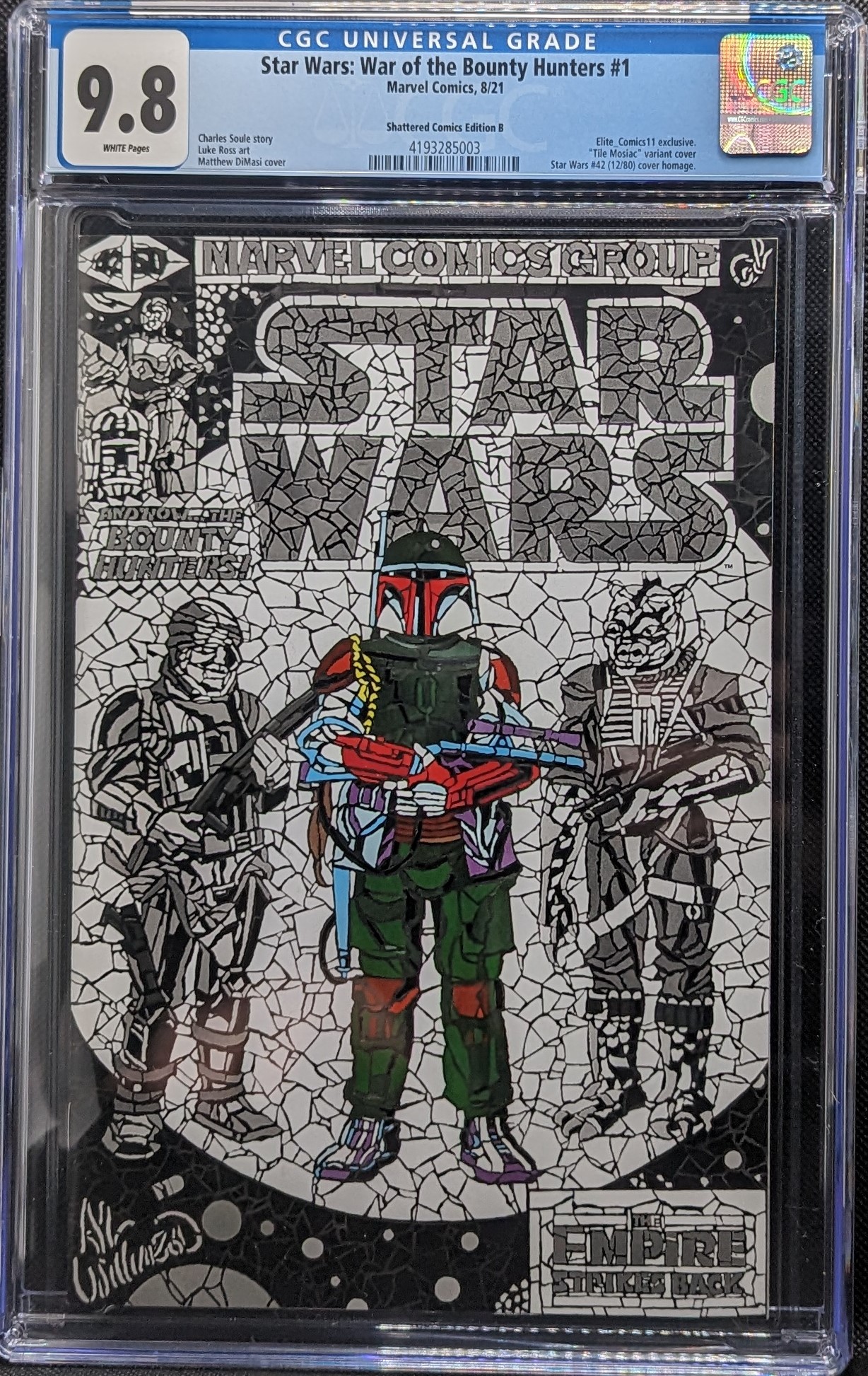 Star Wars: War of the Bounty Hunters #1 Gray Shattered Variant (RARE!!) - CGC 9.8
