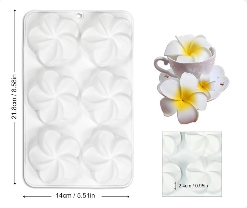 Plumeria Flower 6 Cavity Silicon Mould 1Pc