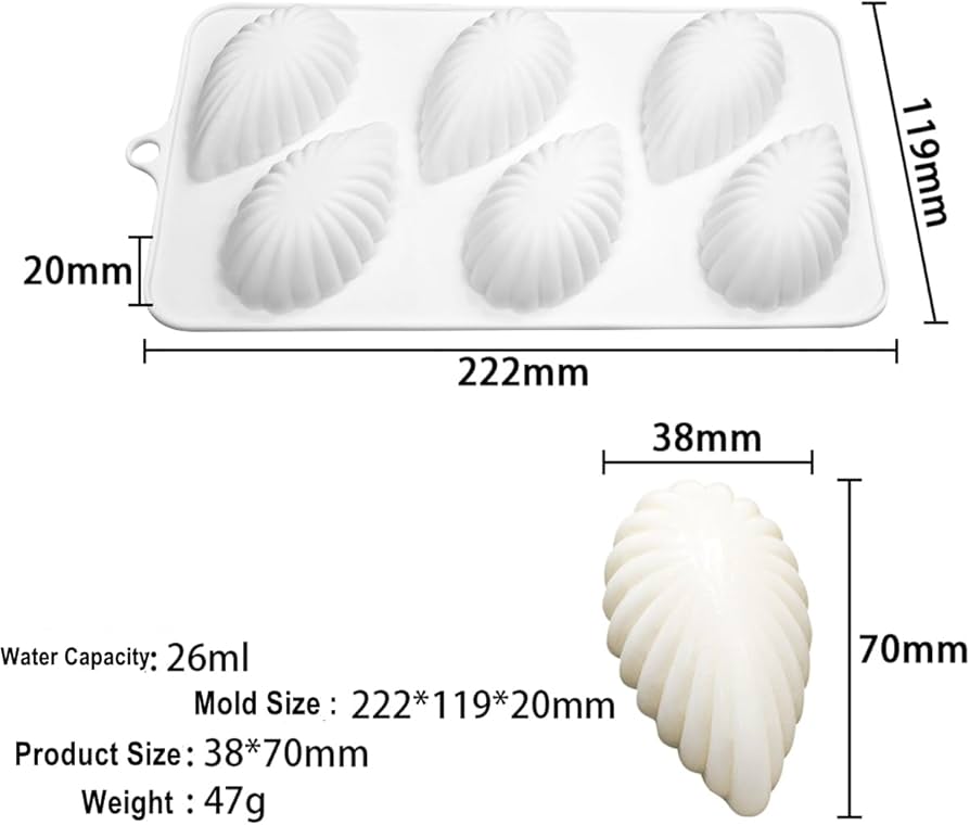 3D Drop Shell 6 Cavity Silicon Mould 1Pc